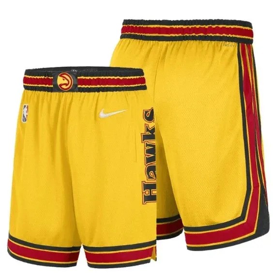 Men's Nike Atlanta Hawks Yellow Stitched NBA Shorts