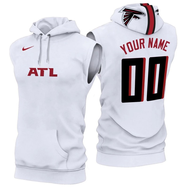 Atlanta Falcons Custom Nike White Sleeveless Hoodie - All Stitched