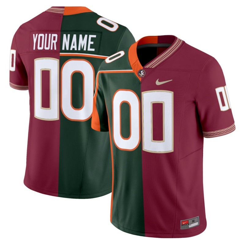 Miami Hurricanes & Florida State Seminoles Custom Split Nike Limited Stitched Football Jersey