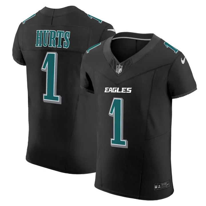 Men's Philadelphia Eagles #1 Jalen Hurts Black Nike Vapor Elite Stitched Football Jersey