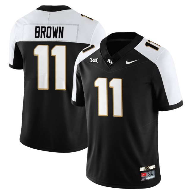 Men's UCF Knights #11 Jacurri Brown Black White Nike 2025 Core Uniforms  Limited Stitched Football Jersey