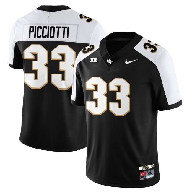 Men's UCF Knights #33 Phil Picciotti Black White Nike 2025 Core Uniforms  Limited Stitched Football Jersey