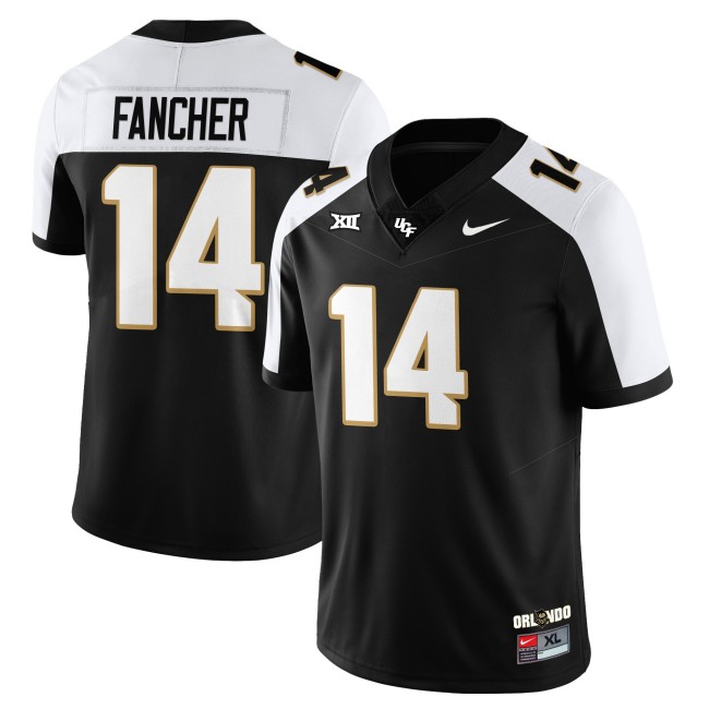 Men's UCF Knights #14 Cam Fancher Black White Nike 2025 Core Uniforms  Limited Stitched Football Jersey