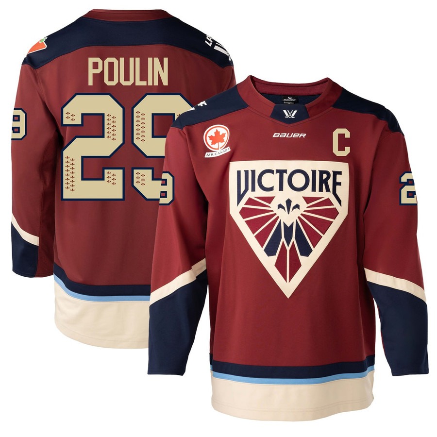 Marie-Philip Poulin #29 Montreal Victoire Hockey Burgundy Red Custom Jersey - All Stitched