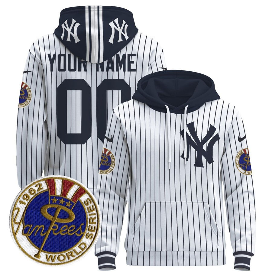 New York Yankees Custom White Hoodie - All Stitched