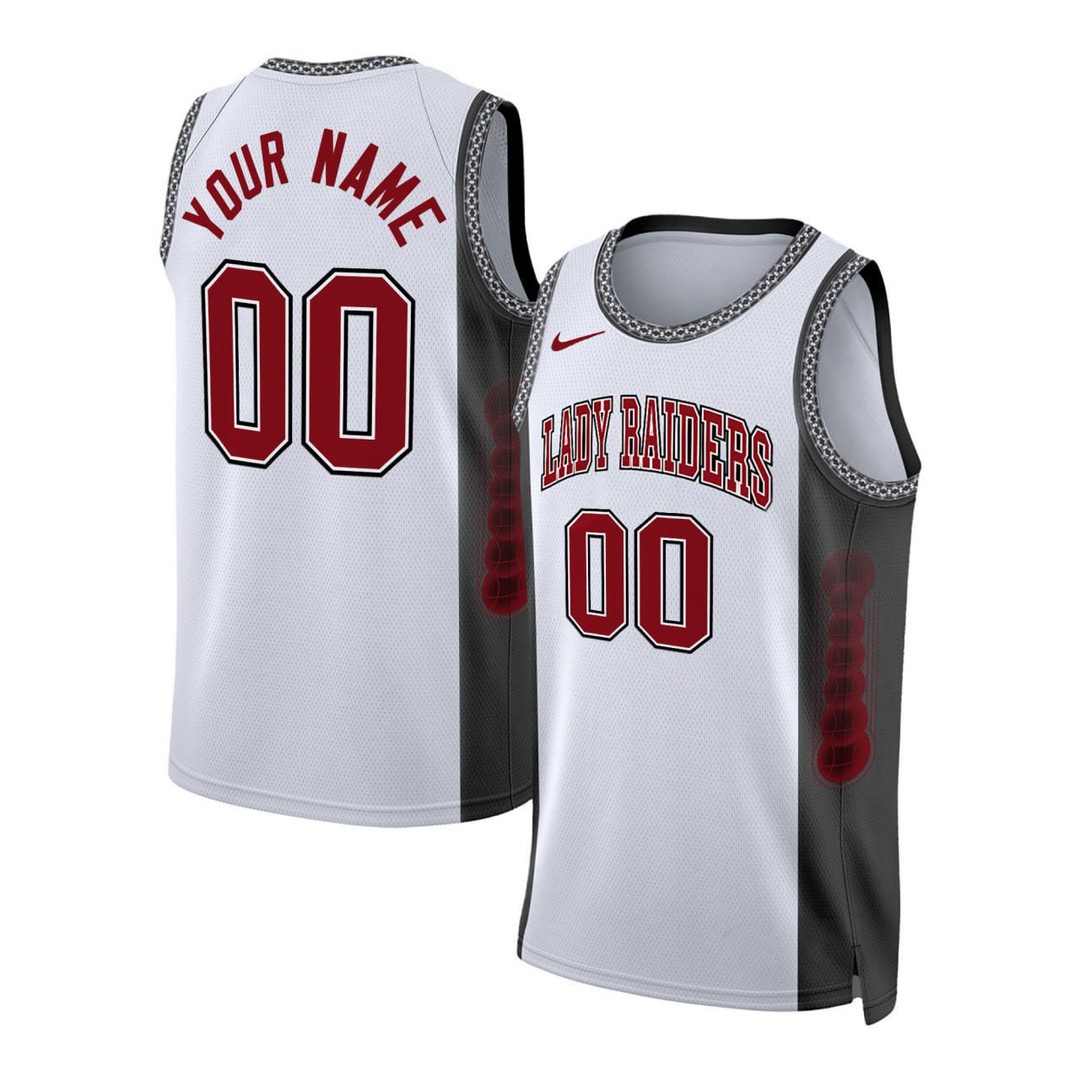 Lady Raiders Basketball White Custom Jersey - All Stitched
