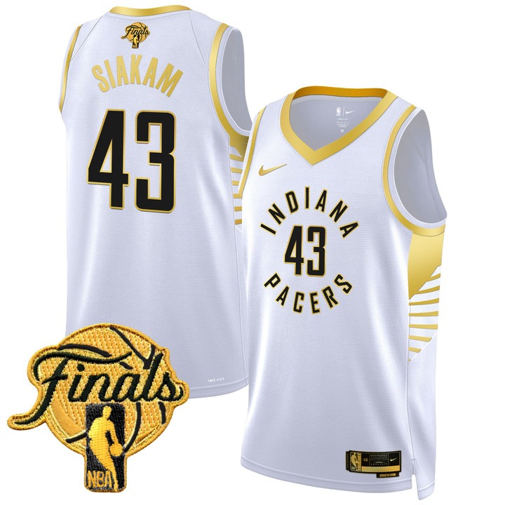 Unisex Indiana Pacers #43 Pascal Siakam Nike White Gold 2025 NBA Finals Swingman Jersey