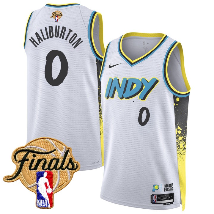 Unisex Indiana Pacers #0 Tyrese Haliburton Nike White 2025 NBA Finals Swingman Jersey - City Edition