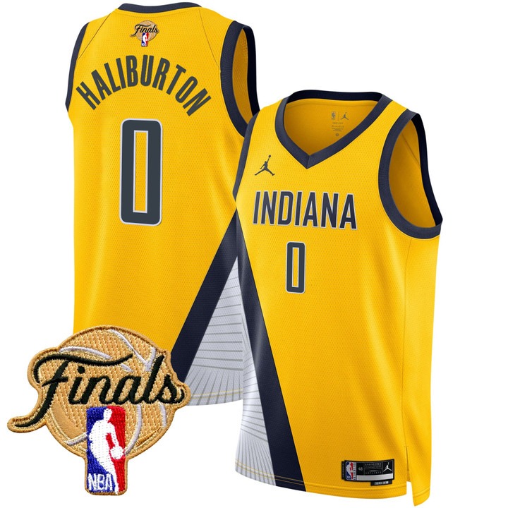 Youth Indiana Pacers #0 Tyrese Haliburton Nike Yellow 2025 NBA Finals Swingman Jersey - Statement Edition