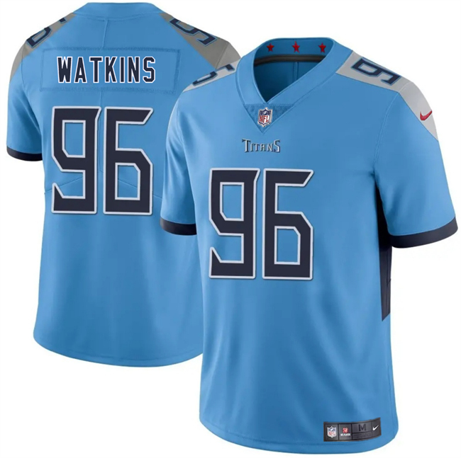 Men's Tennessee Titans #96 Carlos Watkins Blue 2025 Vapor Untouchable Limited Stitched Football Jersey
