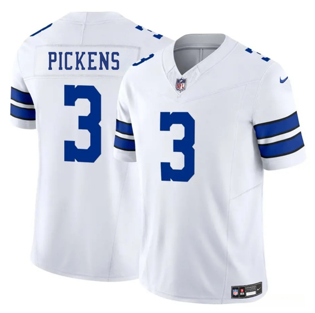 Men's Dallas Cowboys #3 George Pickens White 2025 F.U.S.E. Vapor Limited Stitched Football Jersey