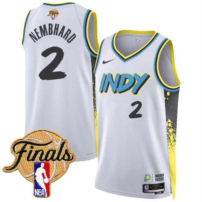 Men's Indiana Pacers #2 Andrew Nembhard 2025 Finals White 2024-25 City Edition Stitched Basketball Jersey