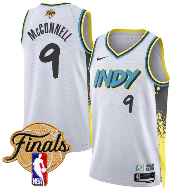 Men's Indiana Pacers #9 T.J. McConnell 2025 Finals White 2024-25 City Edition Stitched Basketball Jersey