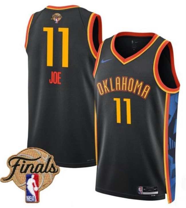 Men's Oklahoma City Thunder #11 Isaiah Joe Black 2025 Finals 2024-25 City Edition Stitched Basketball Jersey