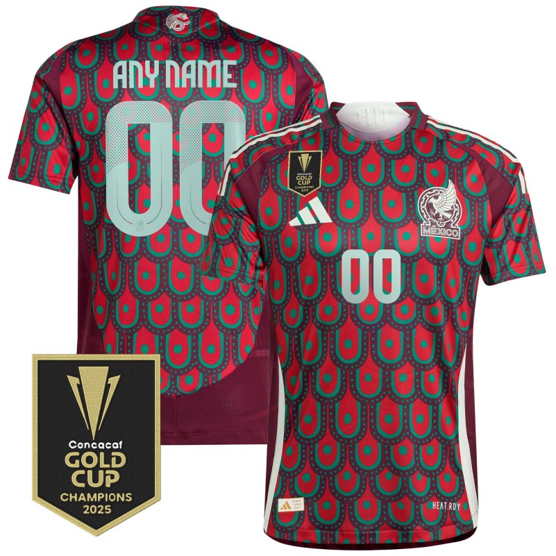 Mexico Custom Home adidas 2025 Gold Cup Champions Soccer Jersey