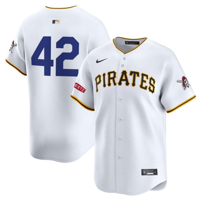 Men's Pittsburgh Pirates #42 Jackie Robinson White No Name Limited Stitched Baseball Jersey