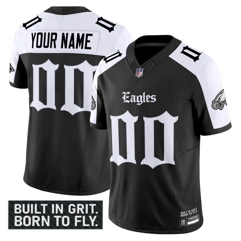 Philadelphia Eagles 'Gothic Philly Edition' Custom Black White Vapor Limited Stitched Football Jersey V2