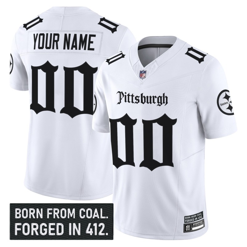 Pittsburgh Steelers 'Gothic Steel City Edition' Custom White Vapor Limited Stitched Football Jersey