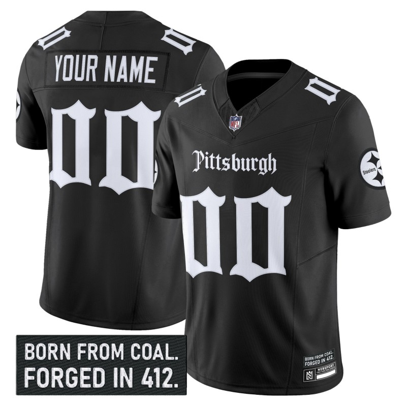 Pittsburgh Steelers 'Gothic Steel City Edition' Custom Black Vapor Limited Stitched Football Jersey