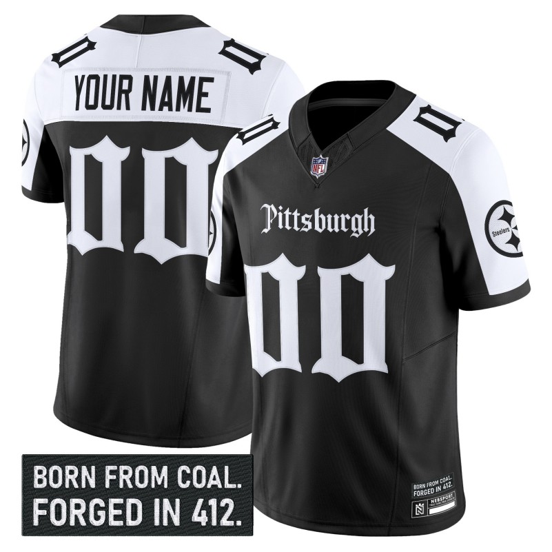 Pittsburgh Steelers 'Gothic Steel City Edition' Custom Black White Vapor Limited Stitched Football Jersey