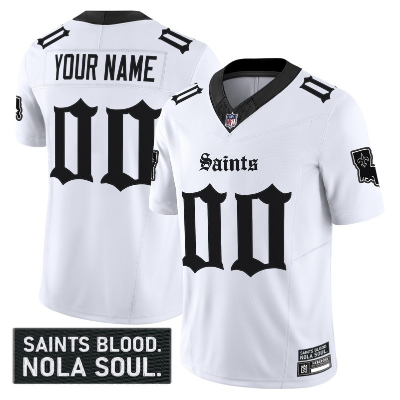 New Orleans Saints 'Gothic Vieux Carre Edition' Custom White Vapor Limited Stitched Football Jersey
