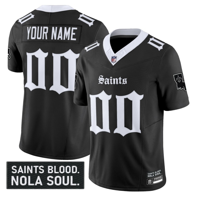 New Orleans Saints 'Gothic Vieux Carre Edition' Custom Black Vapor Limited Stitched Football Jersey