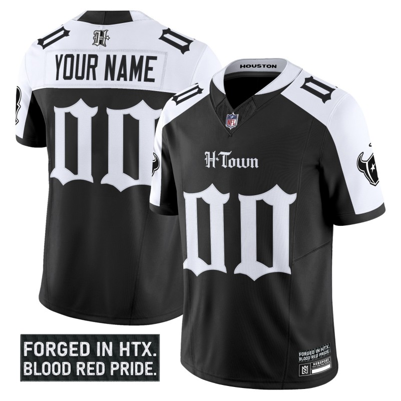 Houston Texans 'Gothic Lone Star Shadows Edition' Custom Black White Vapor Limited Stitched Football Jersey