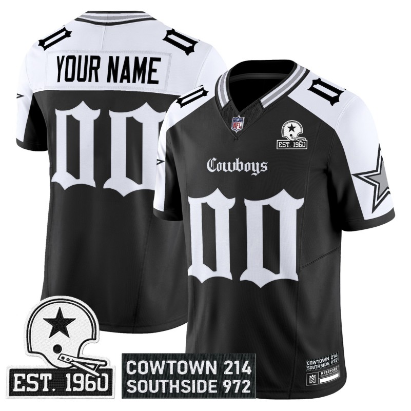 Dallas Cowboys 'Gothic Lone Star Edition' Custom Black White Vapor Limited Stitched Football Jersey