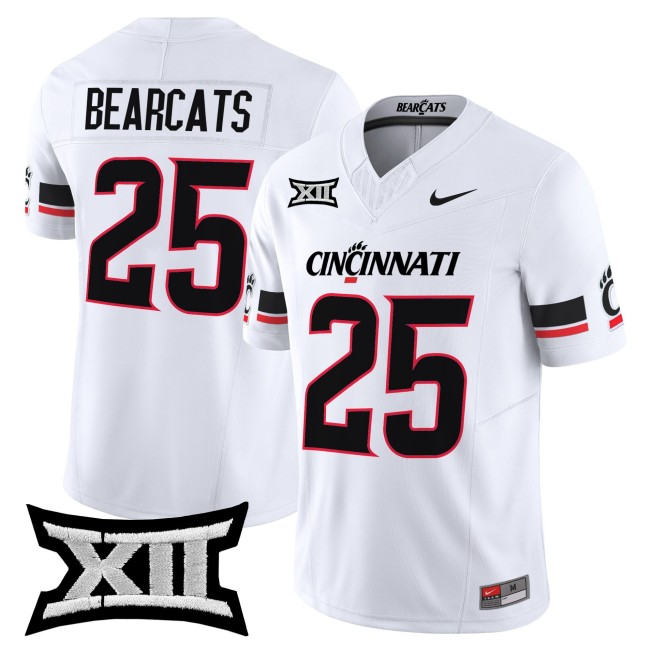 Men's Cincinnati Bearcats #25 White 2025 F.U.S.E. Vapor Limited Stitched Football Jersey