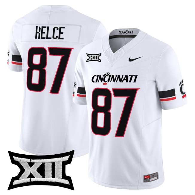 Men's Cincinnati Bearcats #87 Travis Kelce White 2025 F.U.S.E. Vapor Limited Stitched Football Jersey