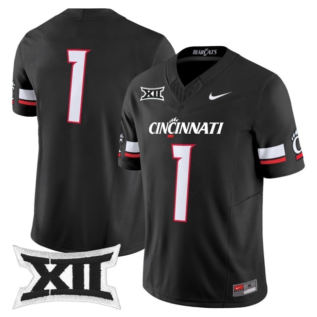 Men's Cincinnati Bearcats #1 Black 2025 F.U.S.E. Vapor Limited Stitched Football Jersey