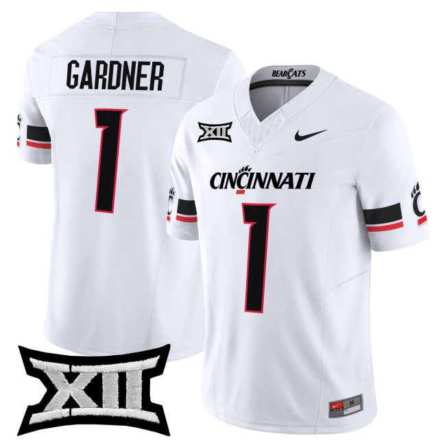Men's Cincinnati Bearcats #1 Sauce Gardner White 2025 F.U.S.E. Vapor Limited Stitched Football Jersey