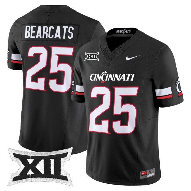 Men's Cincinnati Bearcats #25 Black 2025 F.U.S.E. Vapor Limited Stitched Football Jersey