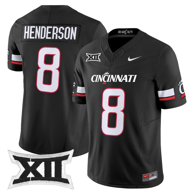 Men's Cincinnati Bearcats #8 Xzavier Henderson Black 2025 F.U.S.E. Vapor Limited Stitched Football Jersey
