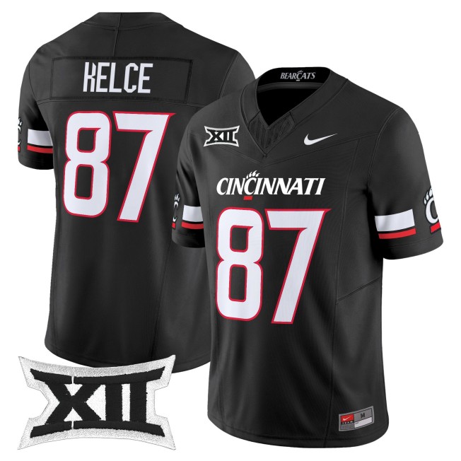 Men's Cincinnati Bearcats #87 Travis Kelce Black 2025 F.U.S.E. Vapor Limited Stitched Football Jersey