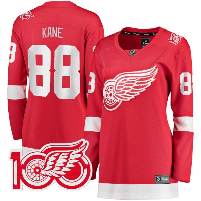 Women's Detroit Red Wings #88 Patrick Kane Red 100th Anniversary Stitched Hockey Jersey