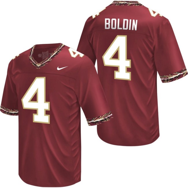 Men's Florida State Seminoles #4 Anquan Boldin Garnet Nike Stitched Game Football Jersey