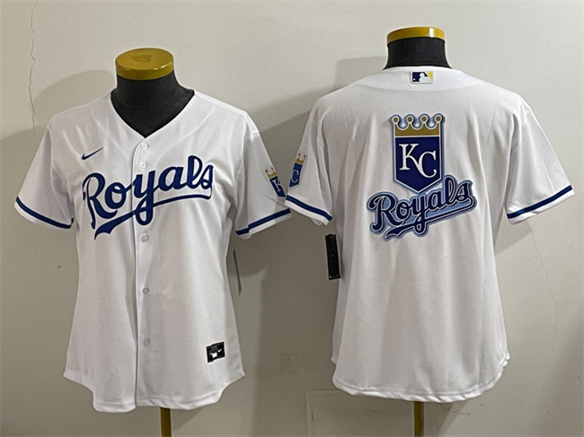 Women's Kansas City Royals Team Big Logo White Cool Base Stitched Jerseys