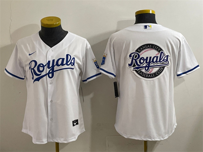 Women's Kansas City Royals Team Big Logo White Cool Base Stitched Jersey