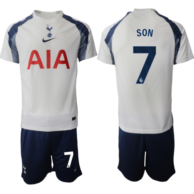 Men's Tottenham Hotspur #7 Son Heung-min 2025_26 White Home Soccer Jersey Suit