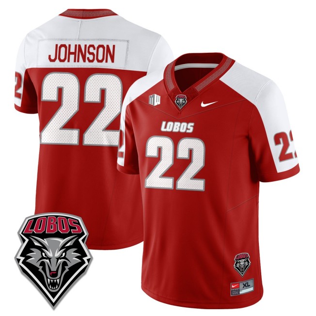 Men's New Mexico Lobos #22 Dimitri Johnson Red White Nike Limited 2025 UNM Football Jersey