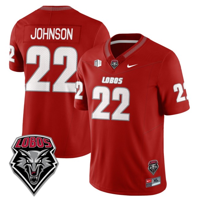 Men's New Mexico Lobos #22 Dimitri Johnson Home Red 2025 Nike Limited UNM Football Jersey