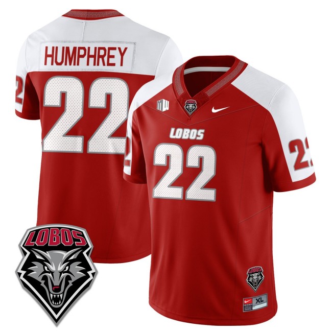 Men's New Mexico Lobos #22 Scottre Humphrey Red White Nike Limited 2025 UNM Football Jersey