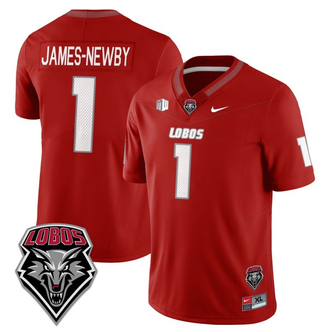Men's New Mexico Lobos #1 Keyshawn James-Newby Home Red 2025 Nike Limited UNM Football Jersey
