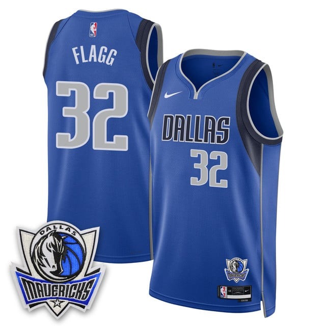 Men's Dallas Mavericks #32 Cooper Flagg Royal Icon Edition 2025 Draft With Patch Swingman Stitched Basketball Jersey
