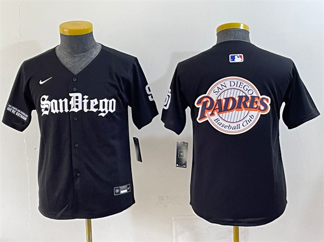Youth San Diego Padres Team Big Logo Black Gothic Edition Vapor Limited Stitched Baseball Jerseys