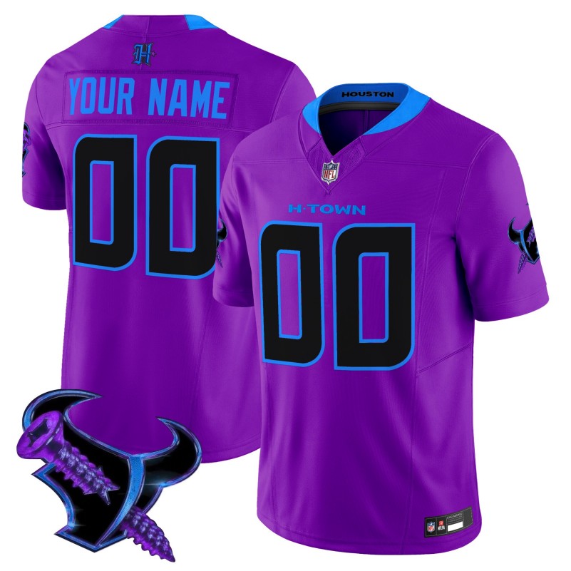 Houston Texans Custom Purple 2025 DJ Screw Vapor Limited Stitched Football Jersey