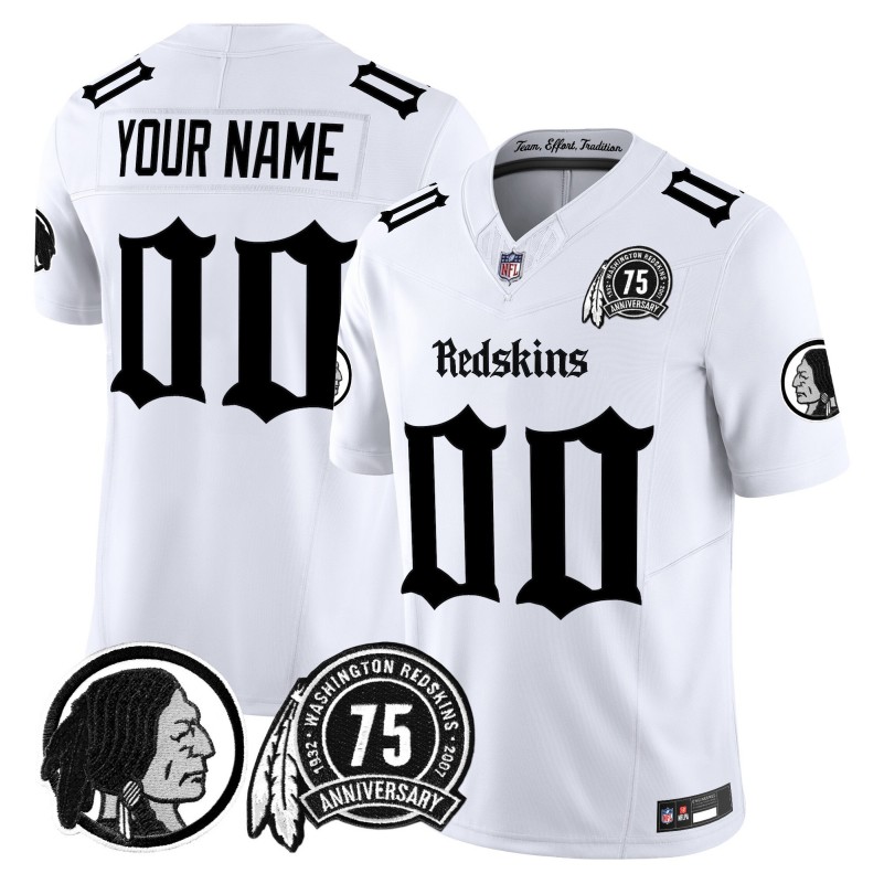 Washington Redskins 'Gothic Capital Edition' Custom Vapor Limited Stitched Football Jersey 75th White