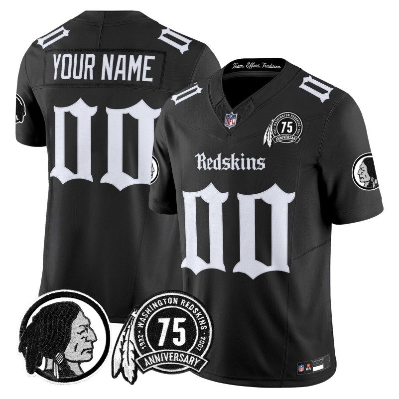 Washington Redskins 'Gothic Capital Edition' Custom Vapor Limited Stitched Football Jersey 75th Black