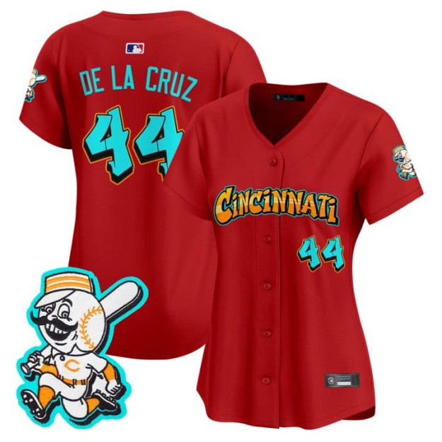 Women's Cincinnati Reds #44 Elly De La Cruz Red 'Graffiti Queen City Edition' Limited Stitched Baseball Jersey